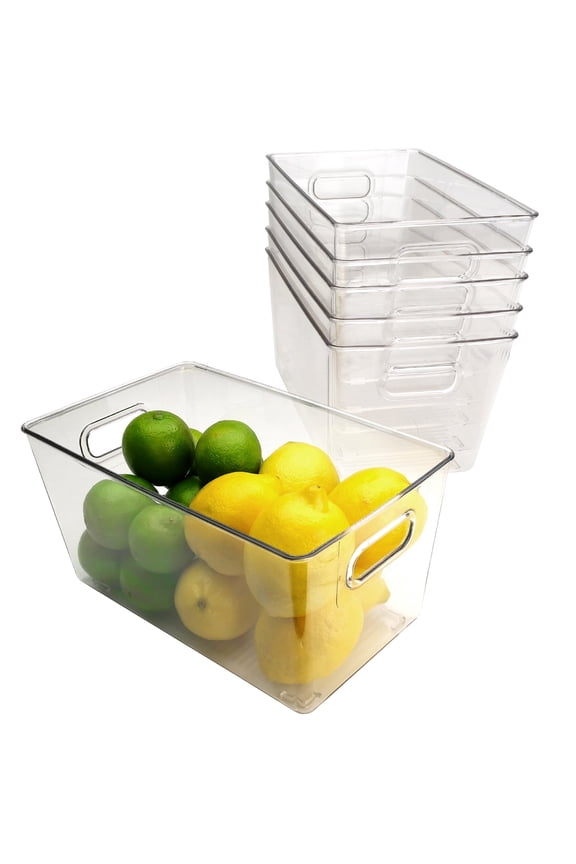 10.12" x 6.02" x 5.31" Rigid Plastic Clear Storage Bins for organizing and storing household goods, food, or Office supplies (Pack of 6) - EGP-HD-0370
