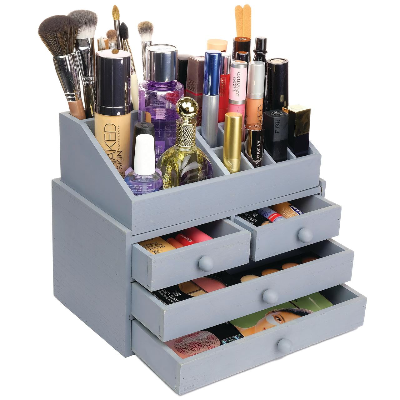 Excello Global Products 2-Piece Wooden Make Up Organizer - 9.5 x