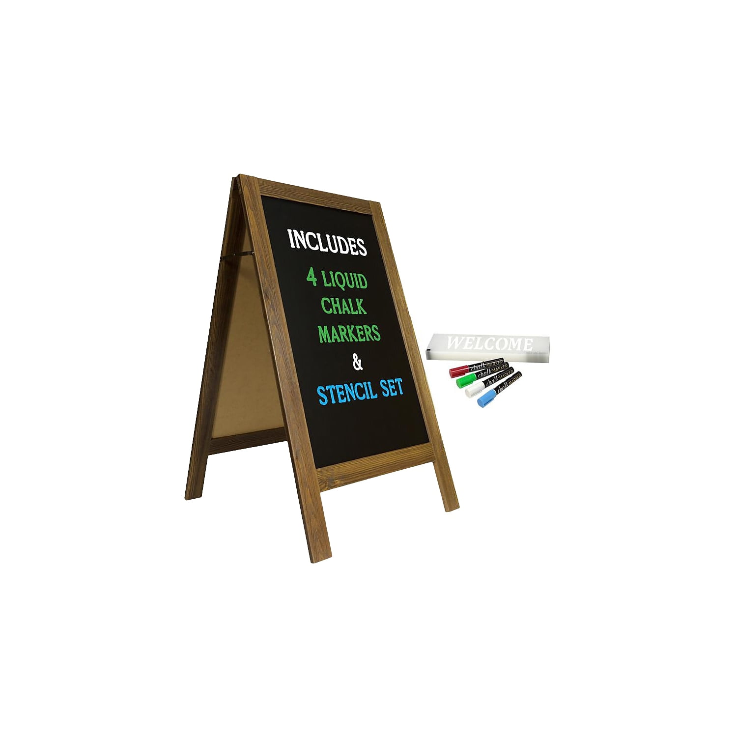 Rustic Wood 40"x20" Double-Sided Outdoor Magnetic Chalkboard
