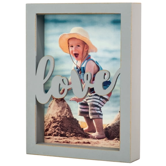 Excello Global Products 5x7" "Love" Shadow Box Frame - Gray - EGP-HD-0418A