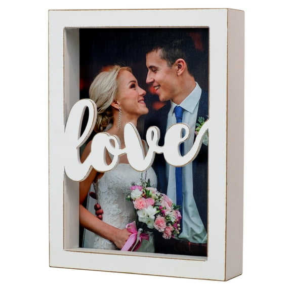 Excello Global Products 5x7" "Love" Shadow Box Frame - White - EGP-HD-0418