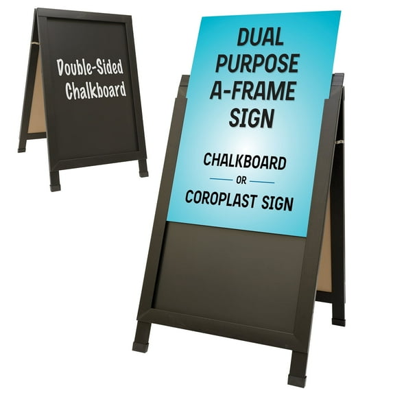 Excello Global Products A-Frame Combo, Chalkboard and Coroplast Poster Holder, 24x36, Black