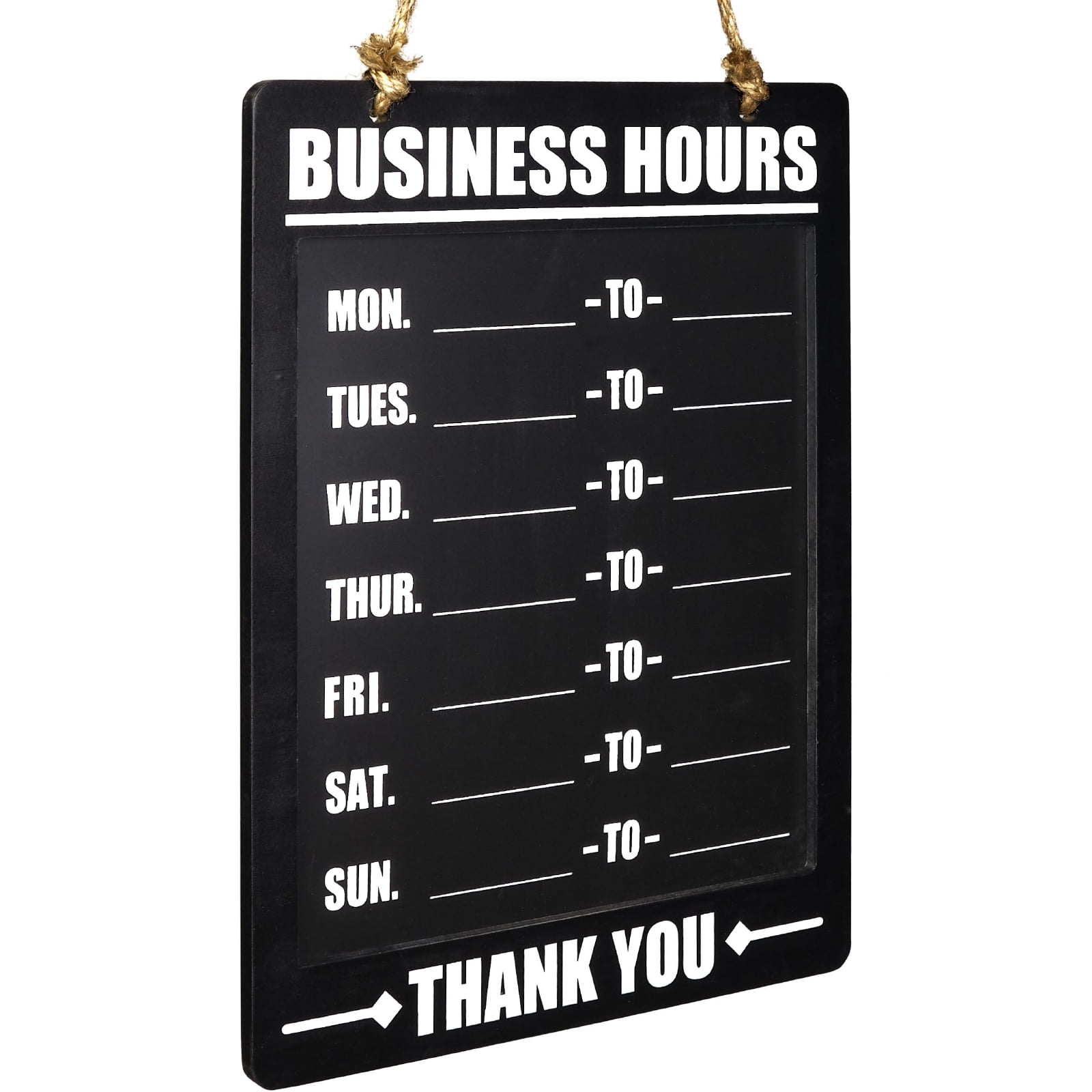 Excello Global Products Business Hours Hanging Chalkboard Black