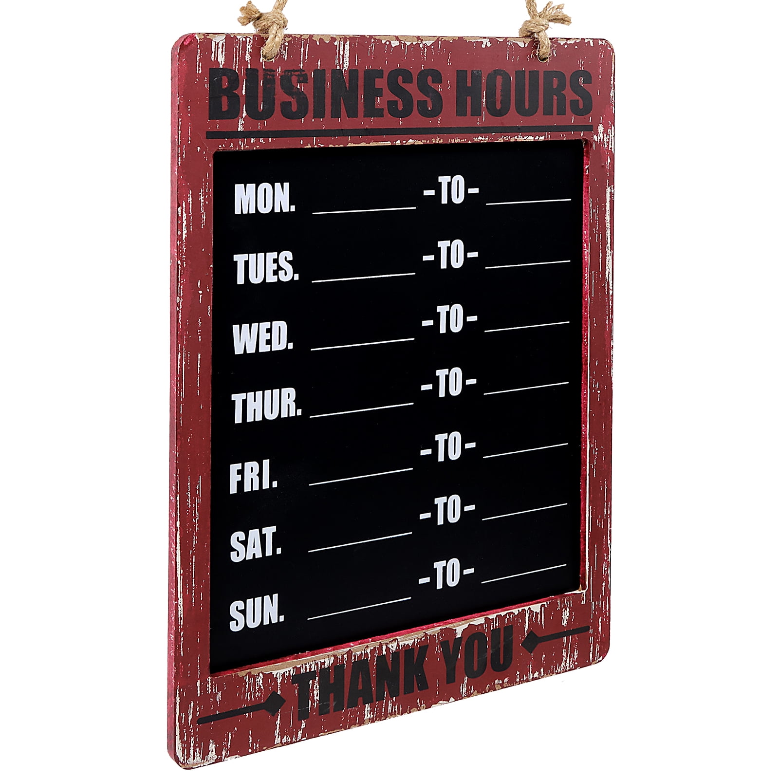Excello Global Products Business Hours Hanging Chalkboard Rustic