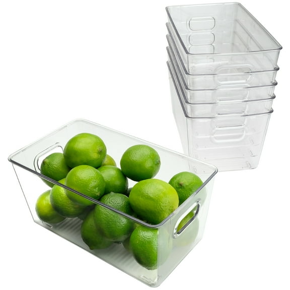Excello Global Products 9.25" x 5.23" x 4.52" Rigid Plastic Clear Storage Bins for organizing and storing household goods, food, or Office supplies (Pack of 6) - EGP-HD-0369