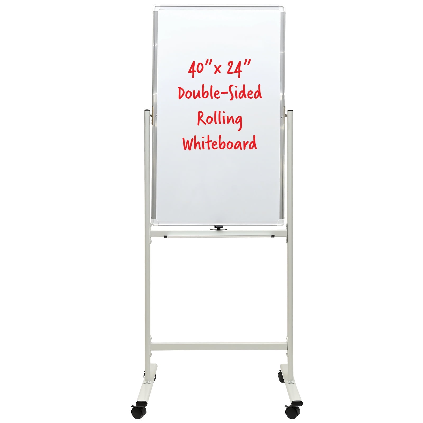 40" x 24" Double-Sided Rolling Whiteboard with Aluminum Frame