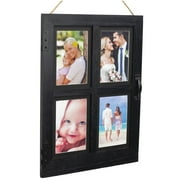 Excello Global Products EGP-HD-0341 Vintage Farmhouse Window Collage Picture Frames, Rustic Distressed Wall Hanging Wooden Picture Frames, Holds Four 4" X 6" or 5" X 7" Photos, Black