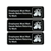 Excello Global Products Employees Must Wash Hands Indoor Wall Sign, 9' x 3', Black/White, 3/Pack (EG
