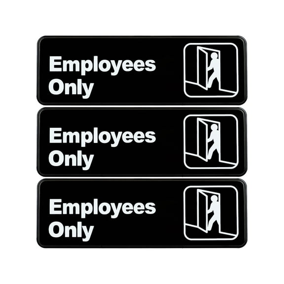 Excello Global Products Employees Only Wall Sign 9x3 Black/White 3Pk EGPHD0050S