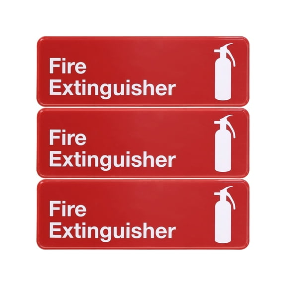 Excello Global Products Fire Extinguisher Indoor/Outdoor Wall Sign 9" x 3" Red/White 3/Pack
