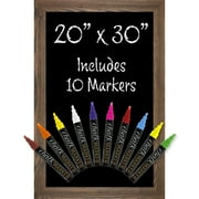 Excello Global Products GPP-0010 Rustic Magnetic Chalkboard for Wall with 10 Liquid Chalk Markers, Magnetic Board, Chalk Board Rustic Brown, 20" x 30"