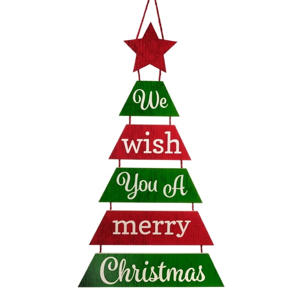 Excello Global Products Hanging Christmas Tree Sign - 3 Styles Available - 31 x 17 - EGP-HD-0438-C