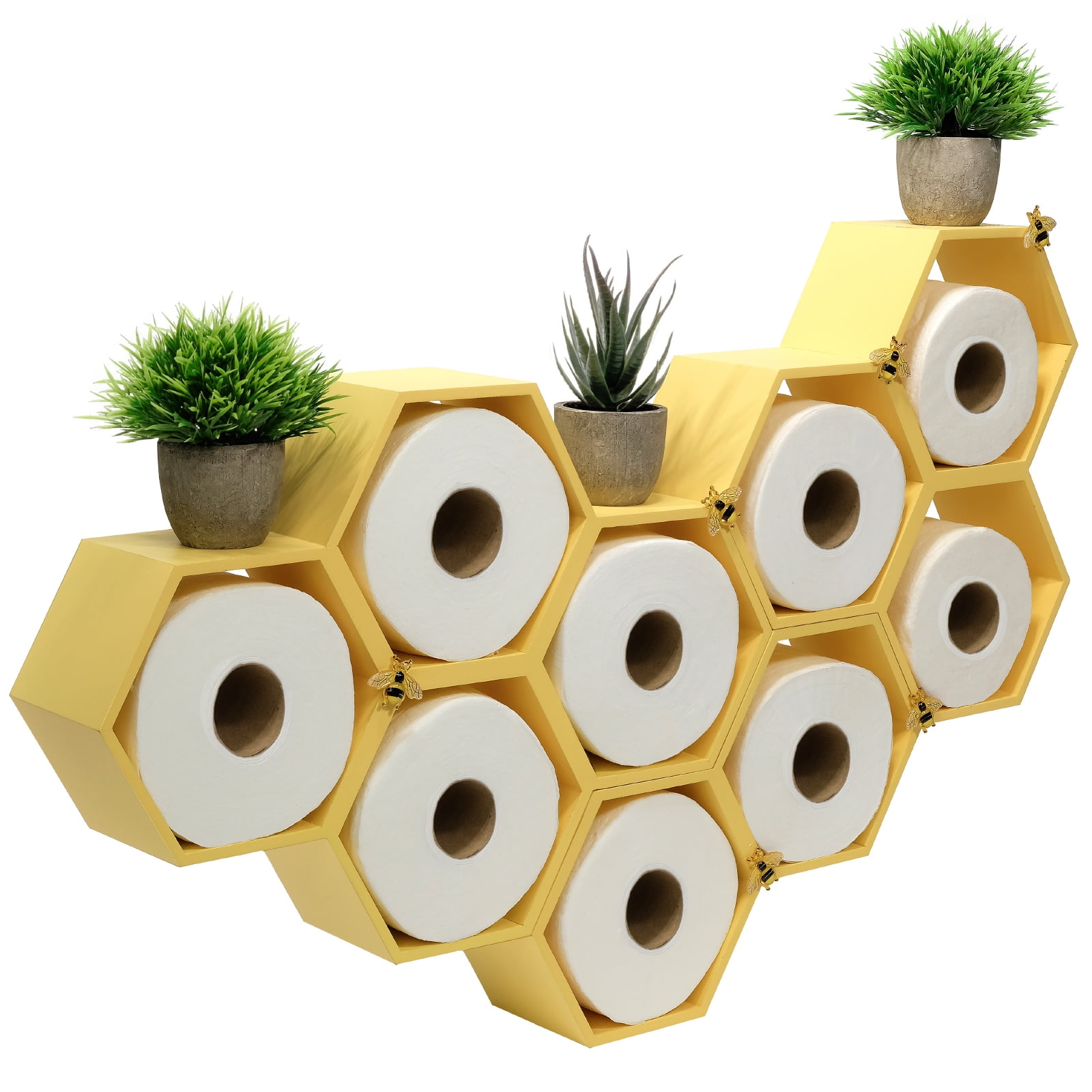 Yellow Honeycomb Wall Mounted Toilet Paper Holder