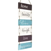 Excello Global Products Large Hanging Wall Sign: Rustic Wooden Decor (Home, Family, Love, Laugh, Live, Happiness) Hanging Wood Wall Decoration (11.75" x 32") - EGP-HD-0137