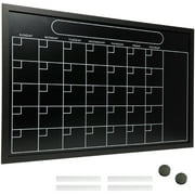 Excello Global Products Magnetic Calendar Chalkboard Large 20"x30" Black Board Weekly Monthly Format Reminder Note Section Office School Planner Erasable Wall Mounted - EGP-HD-0316