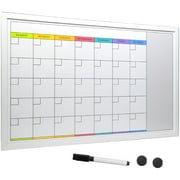 Excello Global Products Magnetic Dry Erase Calendar Whiteboard: Large 20x30 Weekly Monthly Format Reminder Note Section Planner Erasable Wall Mounted Office School White Board - EGP-HD-0315