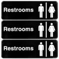 thumbnail image 1 of Excello Global Products Men/Woman Restroom Sign: Easy to Mount Informative Plastic Sign with Symbols 9"x3", Pack of 3 (Black) - EGP-HD-0250, 1 of 5