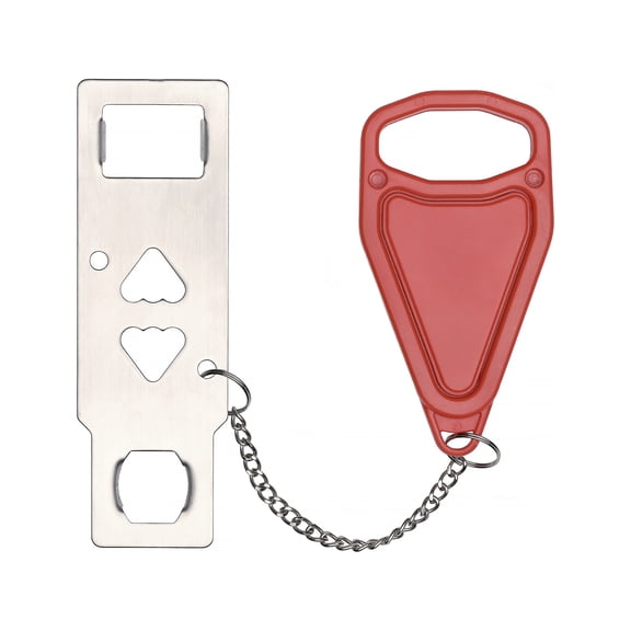 Excello Global Products Metal Portable Door Lock Silver/Red (SPLS-TRVL-0003)