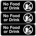 thumbnail image 1 of Excello Global Products No Food or Drink Sign: Easy to Mount Informative Plastic Sign with Symbols 9x3, Pack of 3 (Black) - EGP-HD-0267, 1 of 5