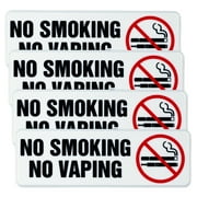 Excello Global Products No Smoking No Vaping Sign: Indoor Outdoor No Smoking Warning. 9 x 3 inches, Pack of 4 - EGP-HD-0175