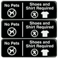 thumbnail image 1 of Excello Global Products No Pets, Shoes, Shirt Required Sign: Easy to Mount Informative Plastic Sign with Symbols 9"x3", Pack of 3 (Black) - EGP-HD-0272, 1 of 4