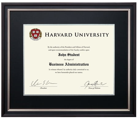 Excello Global Products Photo Document Frame: 11" x 14" with Double Mat Graduation Diploma Certificate Holder Wall Frame (Black/Silver) - EGP-HD-0383A