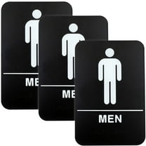 Excello Global Products Plastic Restroom Sign: Easy to Mount with Braille (ADA Compliant), Great for Business - 6"x9", Men,  - Pack of 3 - EGP-HD-0276