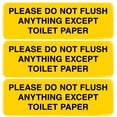 thumbnail image 1 of Excello Global Products Please Do Not Flush Anything Except Toilet Paper Sign: Easy to Mount Informative Plastic Sign with Symbols 9"x3", Pack of 3 (Yellow) - EGP-HD-0255A, 1 of 5