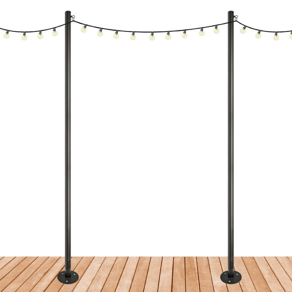 Excello Global Products Premium String Light Poles -2 Pack - Extends to 10 Feet – Deck Mount (Wood/Concrete) - EGP-LP-V2-2-DK