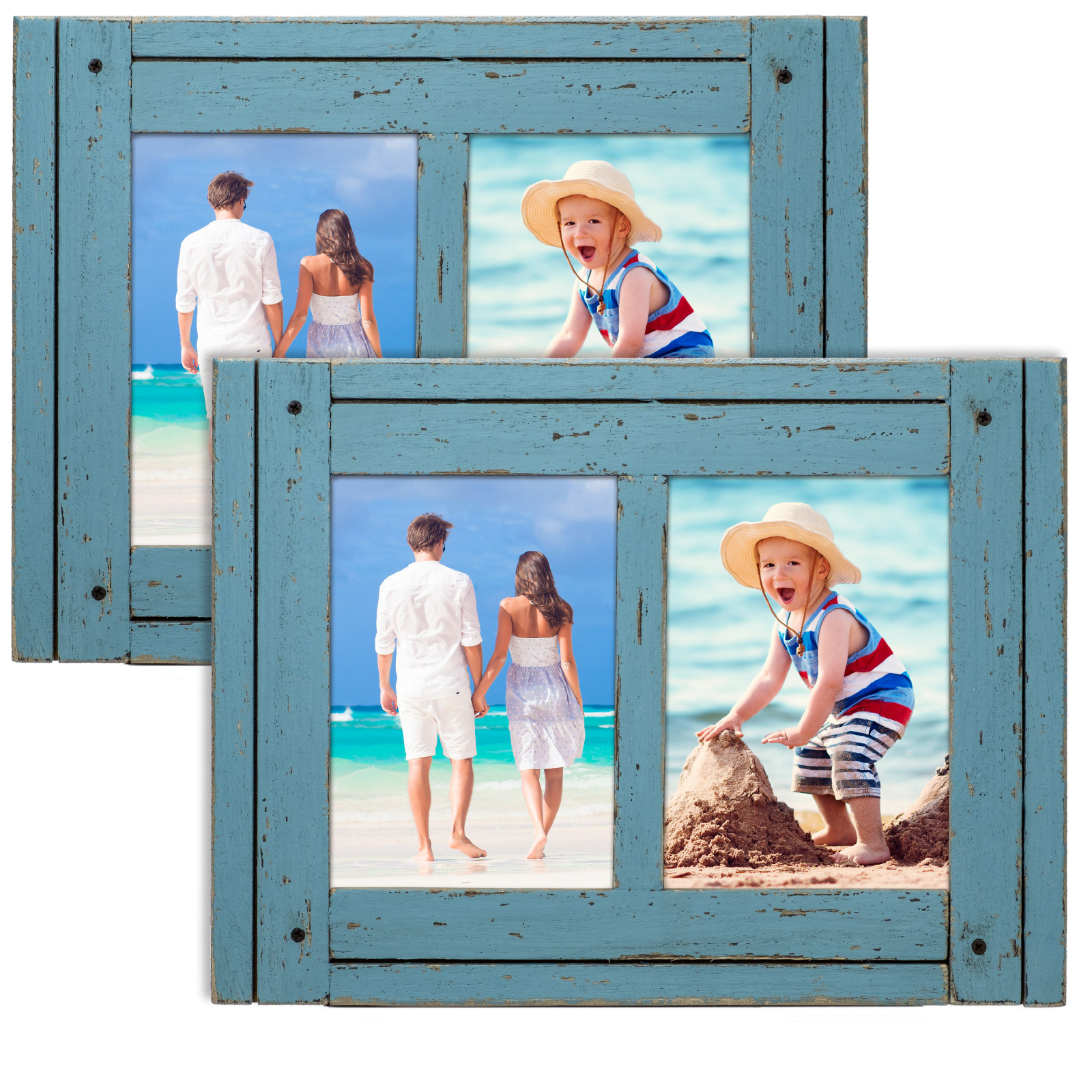 Collage Picture Frames from Rustic Distressed Wood: Holds Four 4x6 Photos -  Excello Global Brands