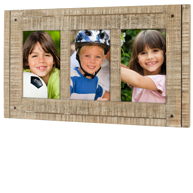 4x6 Collage Barnwood Picture Frame - Three Opening
