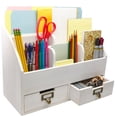 thumbnail image 1 of Excello Global Products Rustic Wood Office Desk Organizer - White - EGP-HD-0353, 1 of 5