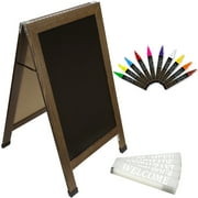 Excello Global Products Sandwich Board Sidewalk Chalkboard Sign 40x23 Standing Sign A-Frame - 1 - Rustic - EGP-CKB-0010