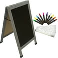 thumbnail image 1 of Excello Global Products Sandwich Board Sidewalk Chalkboard Sign 40x23 Standing Sign A-Frame - 3 - Whitewash Grey - EGP-CKB-0011, 1 of 10