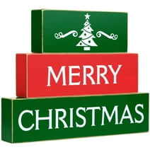 Excello Global Products Set of 3 Christmas Decor Blocks - Merry Christmas - EGP-HD-0446-B