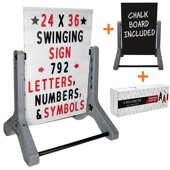 Excello Global Products 24"x36" Swinging Chalkboard - Granite Legs