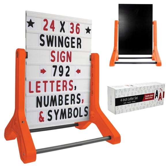 Excello Global Products 24"x36" Swinging Chalkboard - Orange Legs