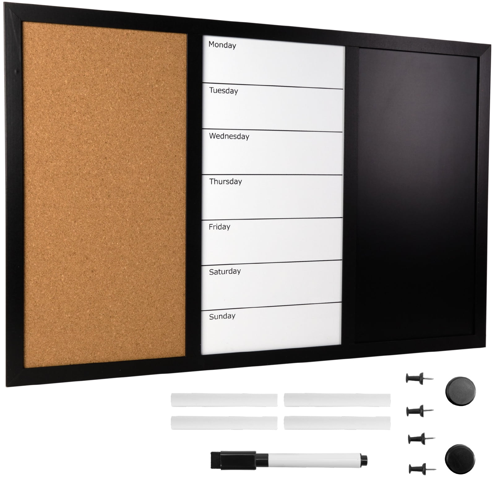 Whiteboard with 2024 cork board