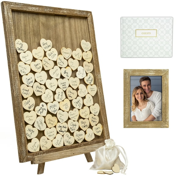 Excello Global Products Wedding Guest Drop Top Frame Wedding Guest Book Brown - EGP-HD-0080