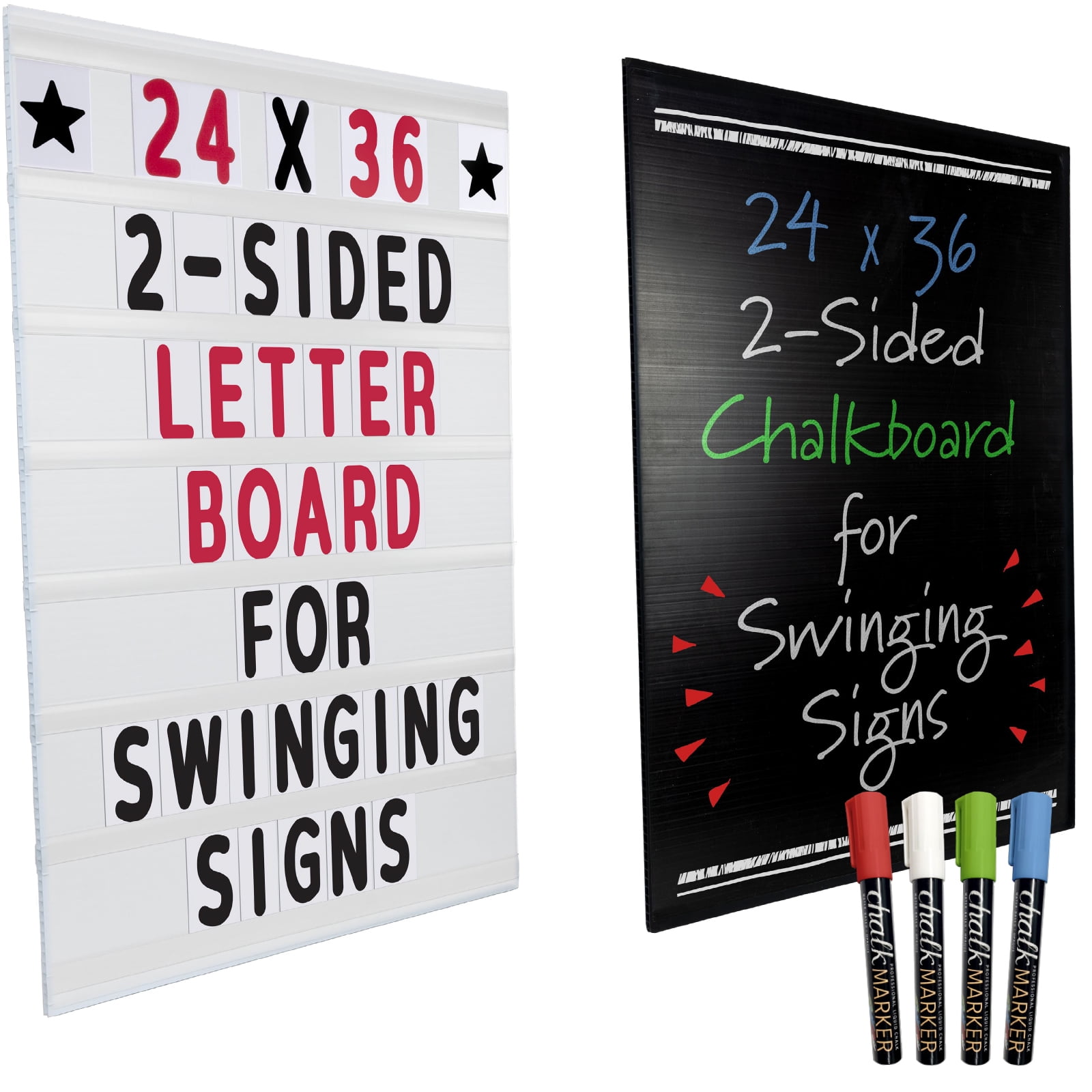 EXCELLO GLOBAL PRODUCTS Excello 37 in. x 36 in. Swinging Message Board  Sign, Black EGP-HD-0193-OS - The Home Depot