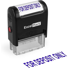 ExcelMark for Deposit ONLY - A1539 Self Inking Rubber Bank Stamp - Blue Ink