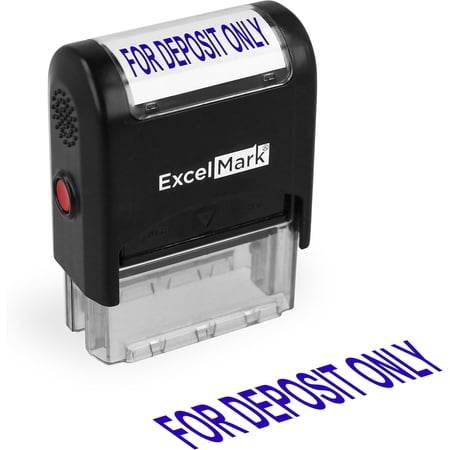 ExcelMark for Deposit ONLY - A1539 Self Inking Rubber Bank Stamp - Blue Ink