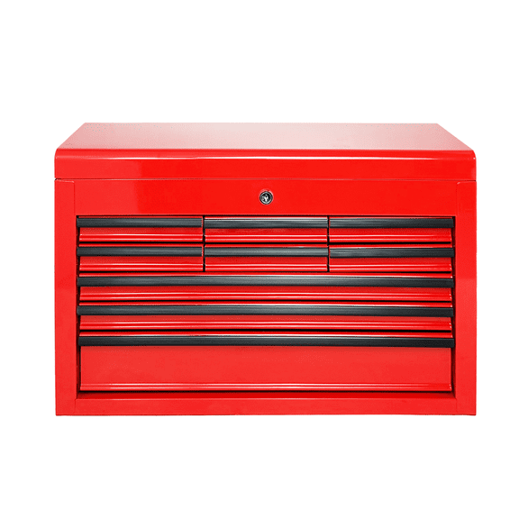 Excelo 24 Inch Space-Saving Large Capacity 9 Drawer Heavy Duty Metal Tool Chest, Portable Lockable Tool Box with Ball Bearing Slides & EVA Liners for Garage,Red