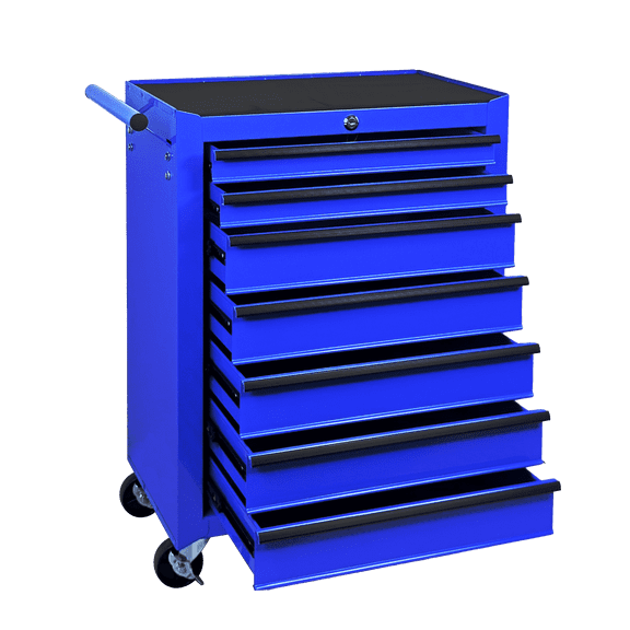 Excelo Rolling Metal Tool Chest with 7 Drawers, 20" 7-Drawer Tool Chest Cabinet with Ball Bearing Drawer Slides, Steel Tool Storage Box Organizer ,Twilight Sea Blue
