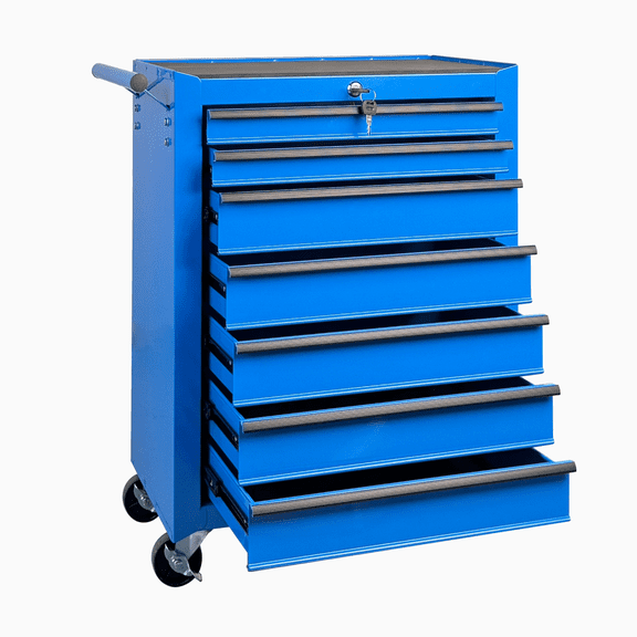 Excelo Rolling Metal Tool Chest with 7 Drawers, 20" 7-Drawer Tool Chest Cabinet with Ball Bearing Drawer Slides, Steel Tool Storage Box Organizer ,Twilight Sea Blue