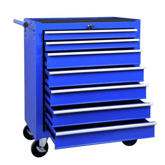 Excelo Rolling Tool Chest with 7-Drawer Tool Box with Wheels Multifunctional Tool Cart Mechanic Tool Storage Cabinet for Garage, Warehouse, Workshop,Twilight Sea Blue