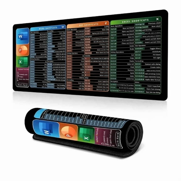 Excels Shortcut Large Waterproof Desk Mats for Computer Keyboards Protections with Soft Cushioning and Easy Cleaning