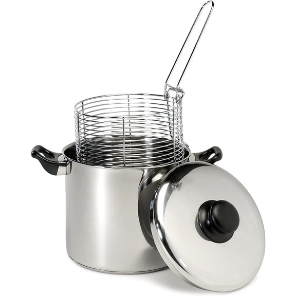 Excelsteel 6 Quart Stainless Steel Stove Top Deep Fryer,Silver