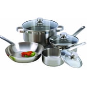 ExcelSteel Stainless Steel Cookware Set, 7 Piece, Silver