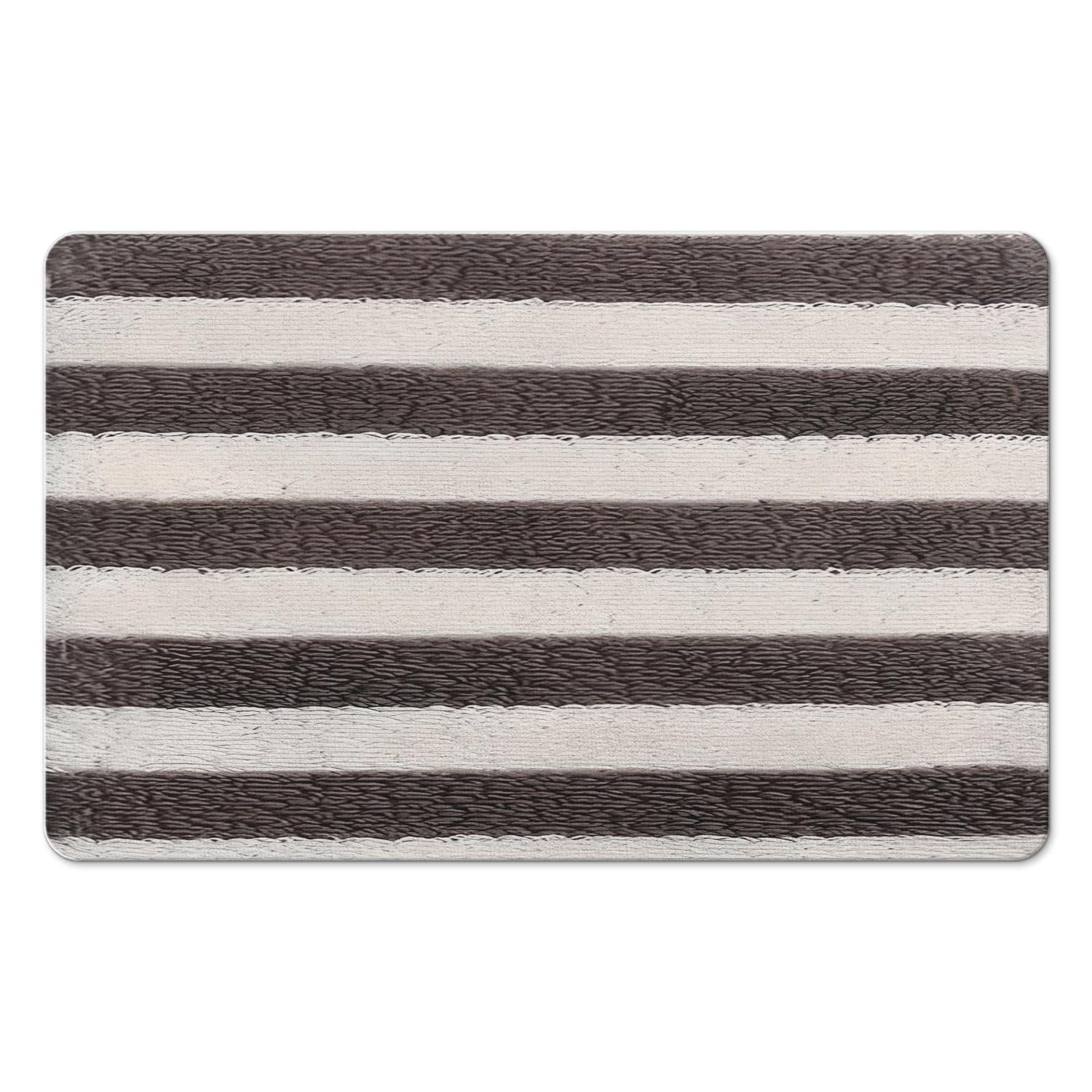 Exceptional 20x32in Striped Microfiber Bathroom Rugs, Extra Plush & Absorbent Bath Mat, Anti-Slip for Safety, Machine Washable Perfect for Bathroom, Tub and Shower